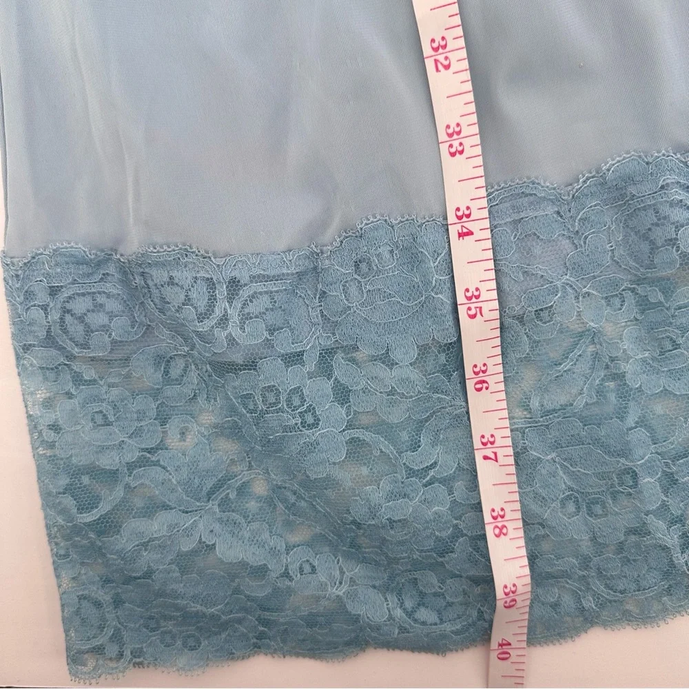 Vintage Full Slip Dress‎ Blue Womens Size 34 Lace Nylon Boudoir Flirty Sexy - Picture 14 of 14